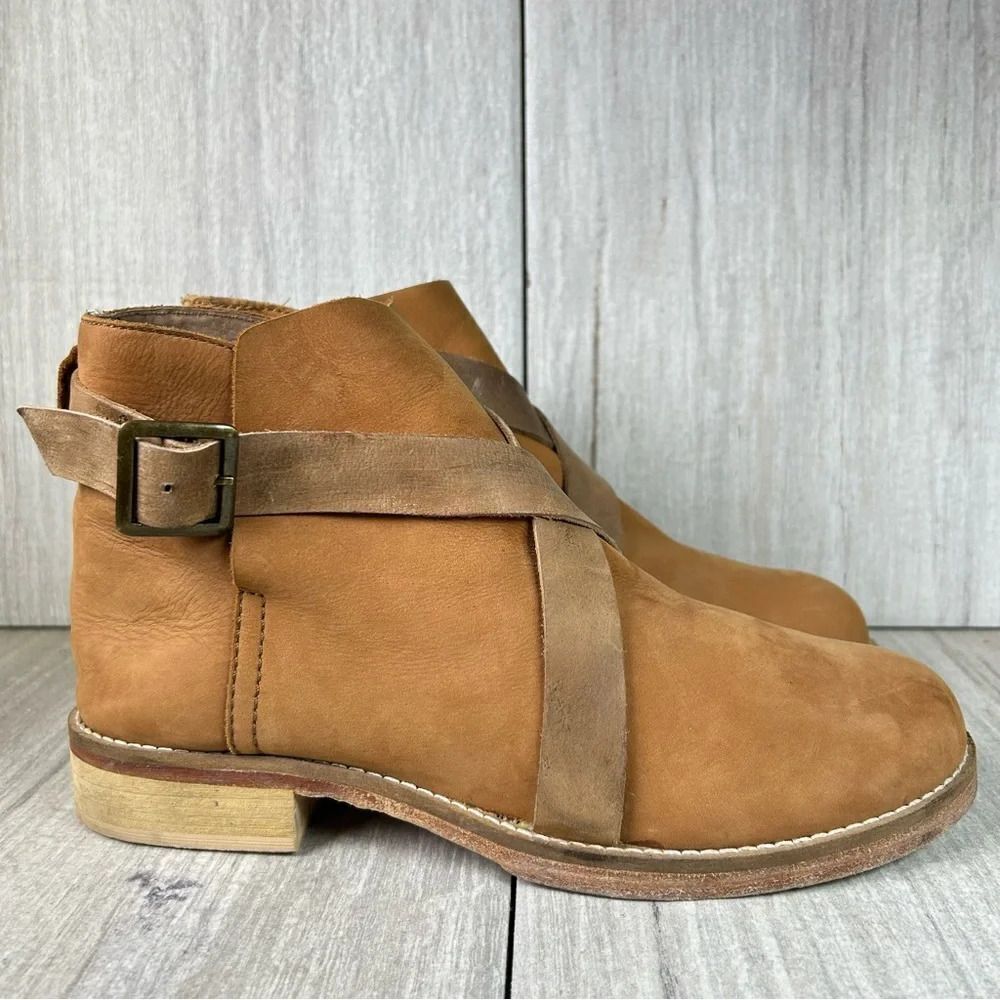 Free People Las Palmas Brown Leather Ankle Boots Shoes Women’s Size 7.5 EUR 38